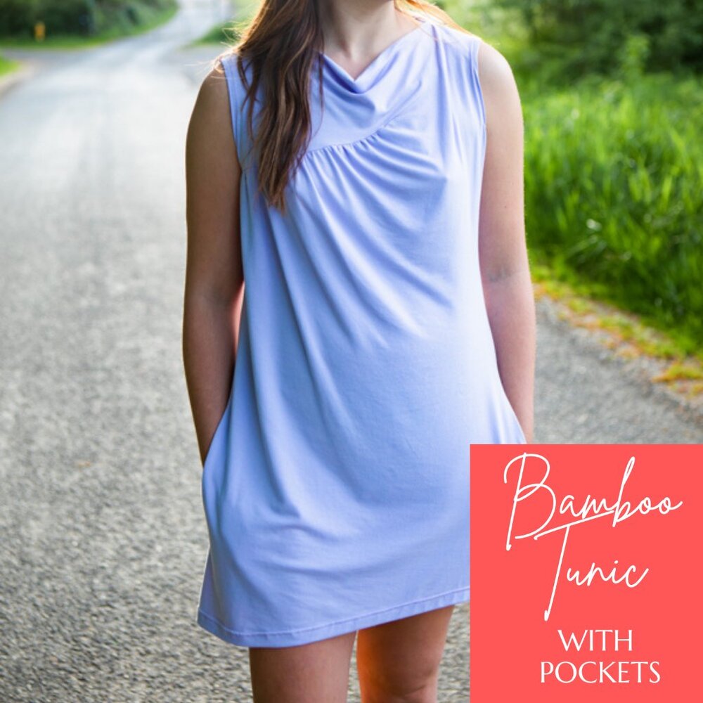 Light Lilac Sleeveless Callie Bamboo Tunic With Pockets